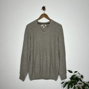 Joseph Abboud Gray Waffle Knit Long Sleeve Wool Nylon Sweater Size Medium